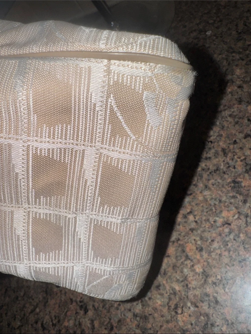 CHANEL cream travel line Jacquard Tote (small) EUC